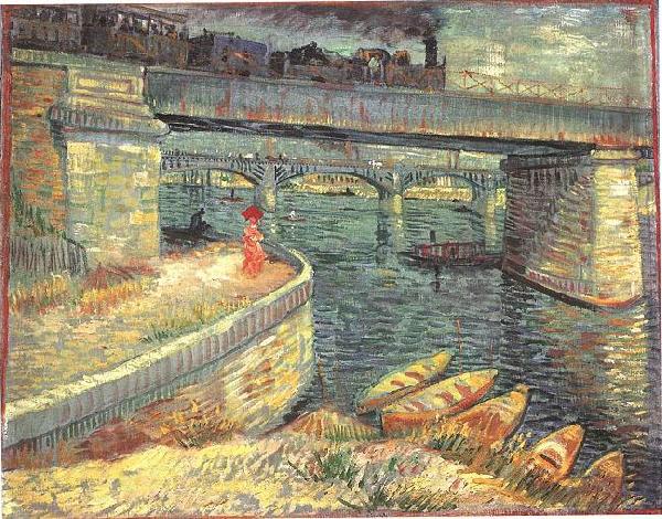 Vincent Van Gogh Bridges across the Seine at Asnieres Spain oil painting art